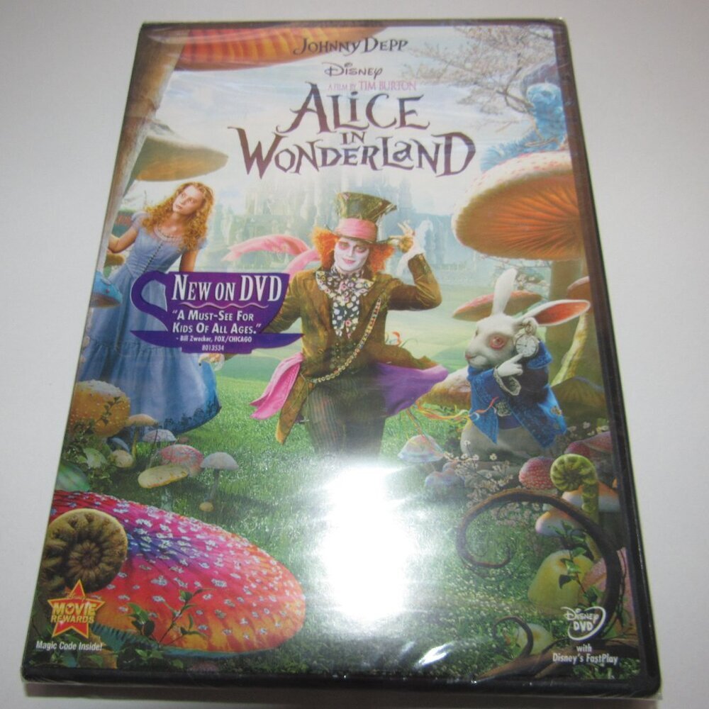 Disney Alice in Wonderland DVD |Johnny Depp, Tim Burton Fantasy Adventure|Sealed